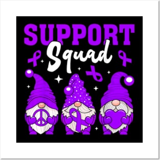 Support Squad Alzheimer's Awareness Gnomes & Purple Ribbon Posters and Art